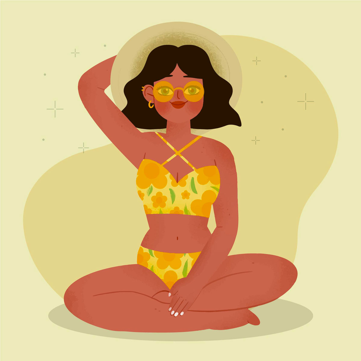 Image illustration fille dessinee  bikini