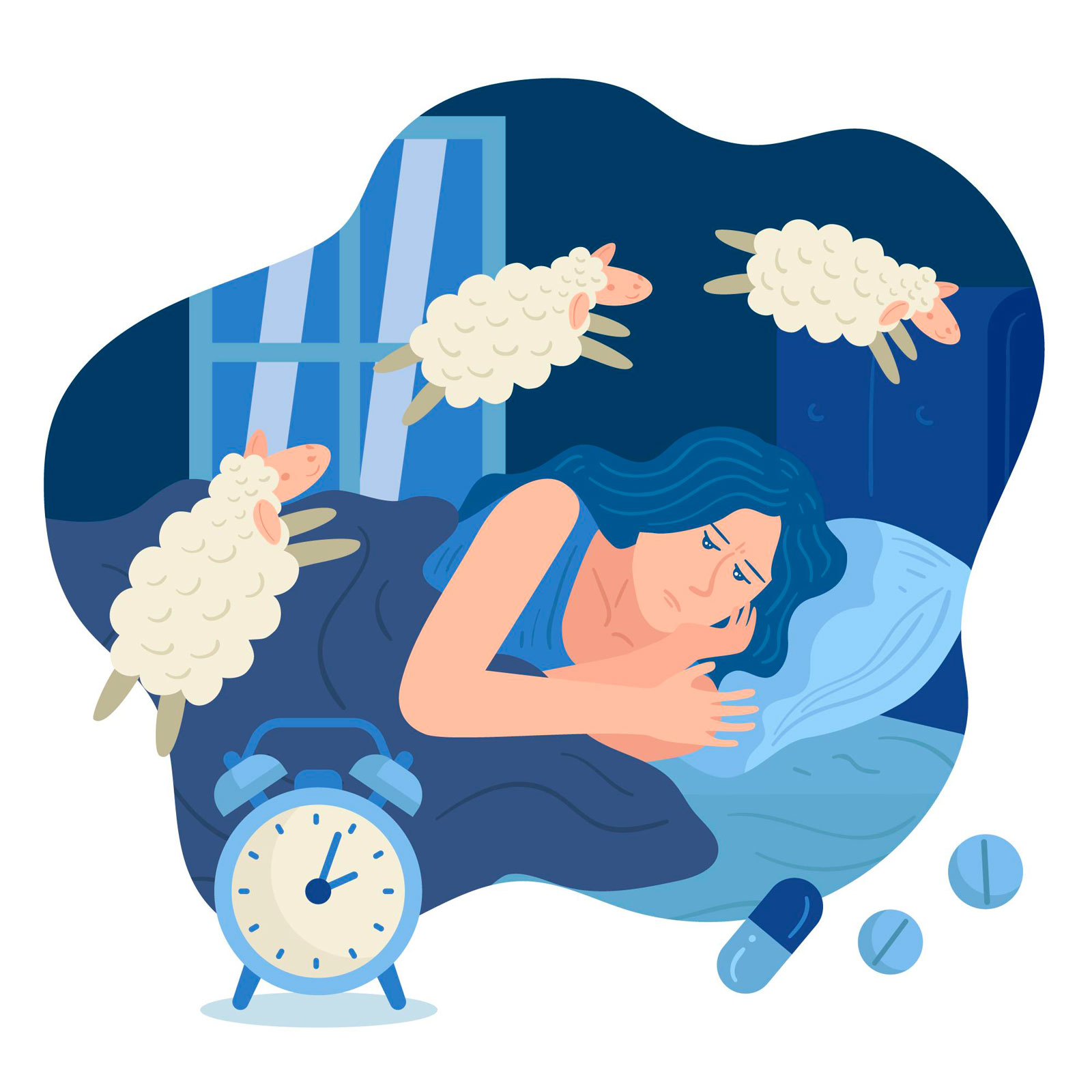 Image Concept insomnie femme mouton